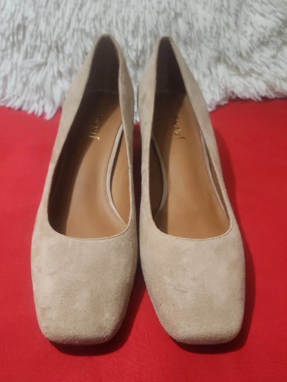 J. McLaughlin Cassey Beige Suede Block Heel Pumps